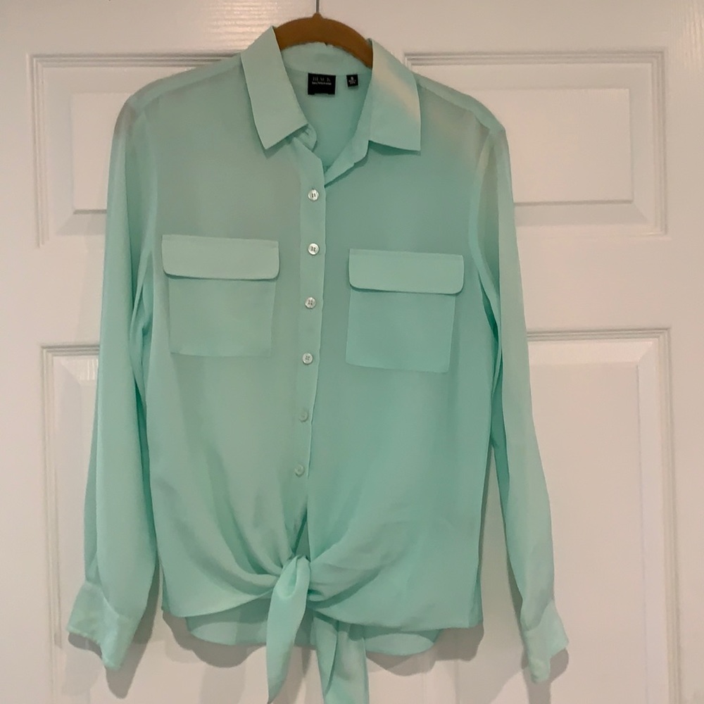 Silk tie front blouse